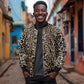 African Leopard Skin Pattern Sleeve Zip Bomber Jacket