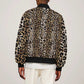 African Leopard Skin Pattern Sleeve Zip Bomber Jacket