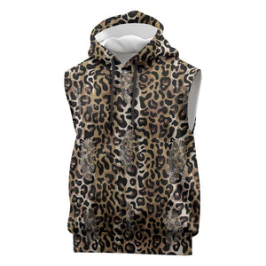African Leopard Skin Pattern Sleeveless Hoodie - African Pride