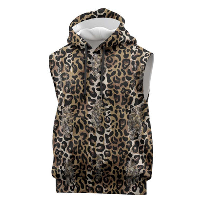 African Leopard Skin Pattern Sleeveless Hoodie - African Pride