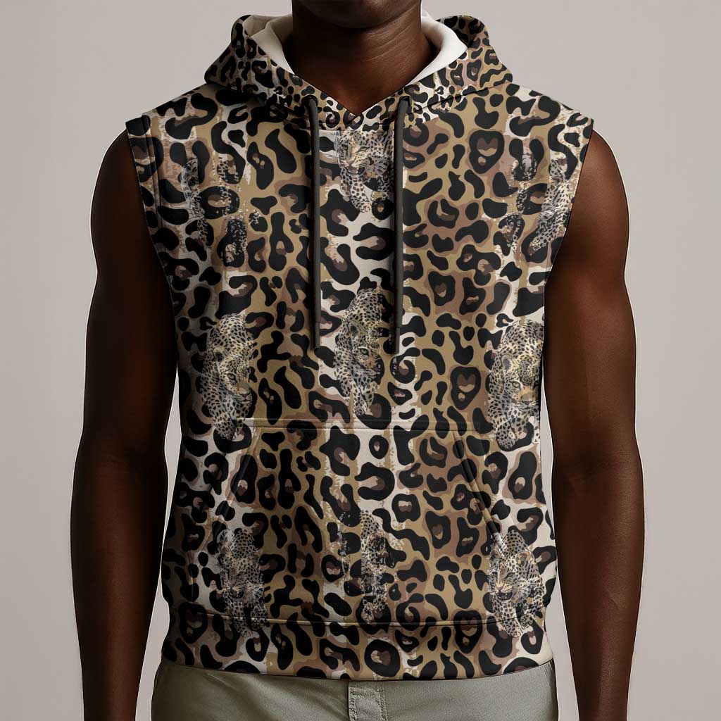 African Leopard Skin Pattern Sleeveless Hoodie - African Pride
