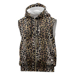 African Leopard Skin Pattern Sleeveless Zip Hoodie - African Pride