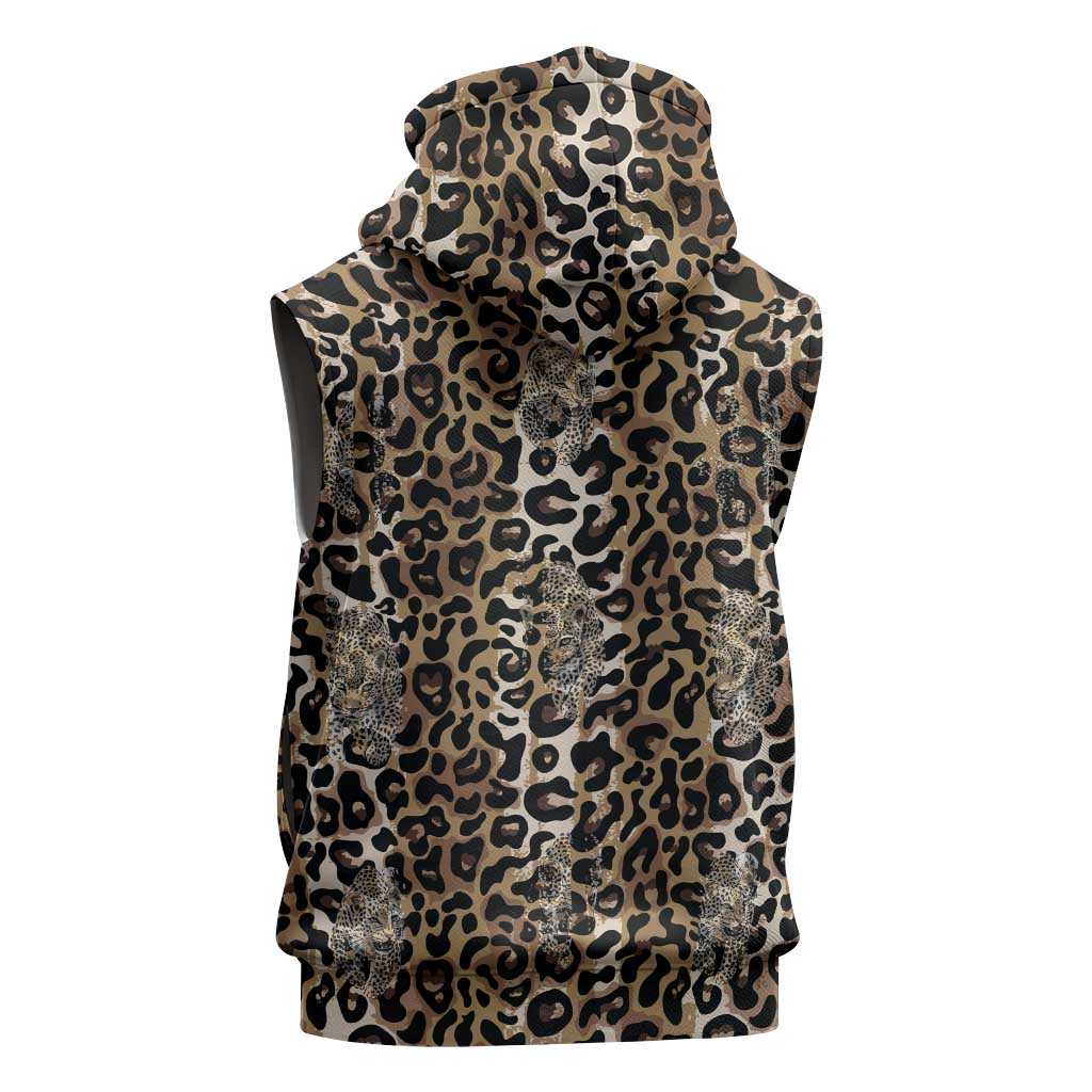 African Leopard Skin Pattern Sleeveless Zip Hoodie - African Pride