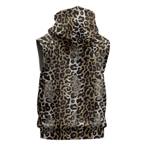 African Leopard Skin Pattern Sleeveless Zip Hoodie - African Pride
