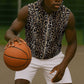 African Leopard Skin Pattern Sleeveless Zip Hoodie - African Pride