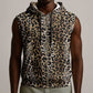 African Leopard Skin Pattern Sleeveless Zip Hoodie - African Pride