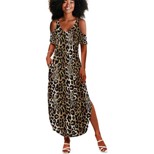 African Leopard Skin Pattern Summer Maxi Dress
