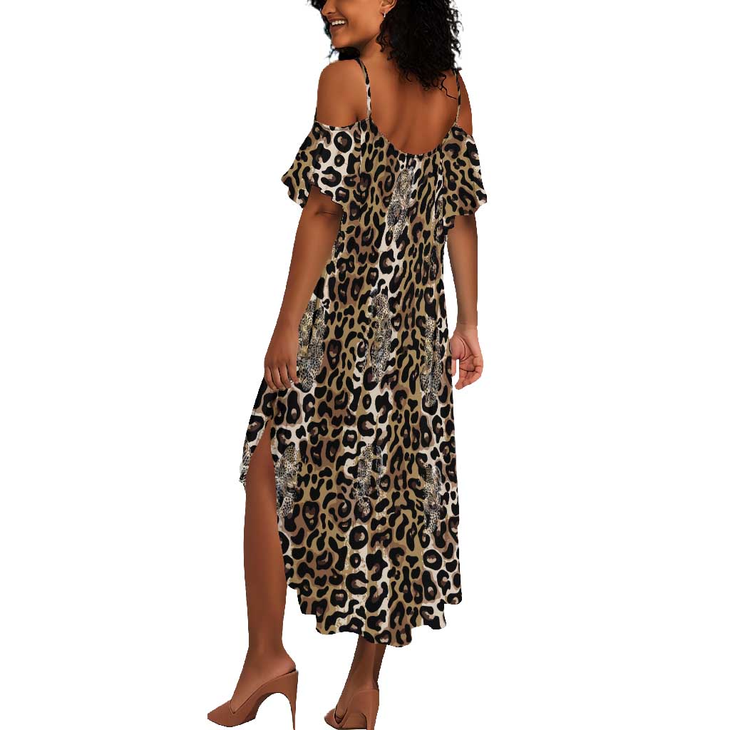 African Leopard Skin Pattern Summer Maxi Dress