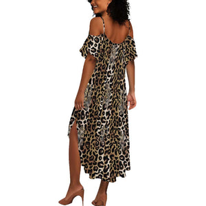 African Leopard Skin Pattern Summer Maxi Dress