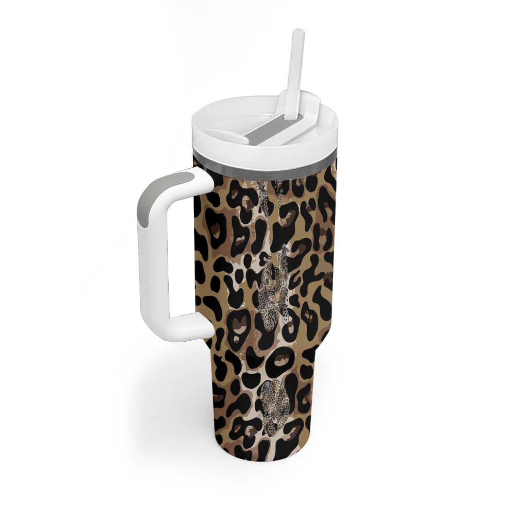 African Leopard Skin Pattern Tumbler With Handle