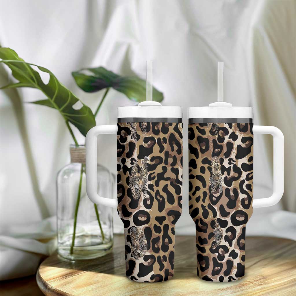 African Leopard Skin Pattern Tumbler With Handle