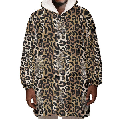 African Leopard Skin Pattern Wearable Blanket Hoodie