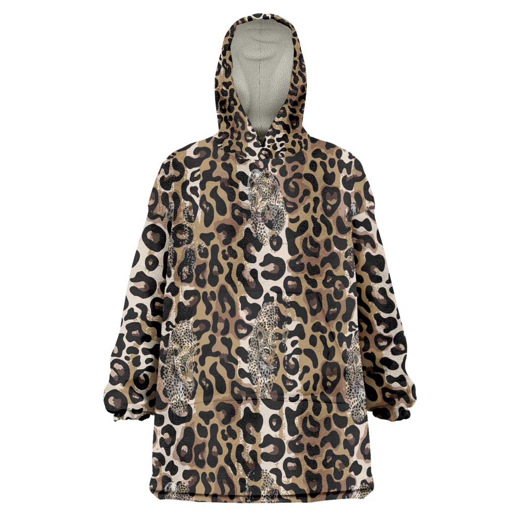 African Leopard Skin Pattern Wearable Blanket Hoodie