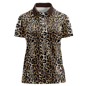 African Leopard Skin Pattern Women Polo Shirt
