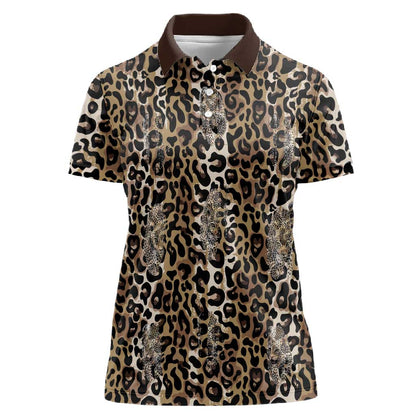 African Leopard Skin Pattern Women Polo Shirt