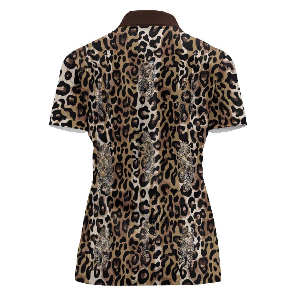 African Leopard Skin Pattern Women Polo Shirt