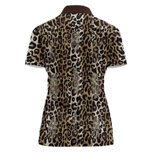 African Leopard Skin Pattern Women Polo Shirt