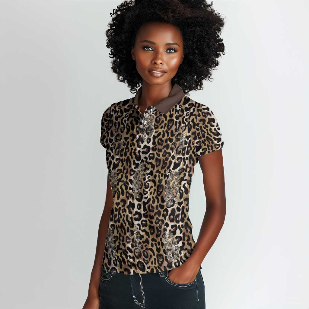 African Leopard Skin Pattern Women Polo Shirt
