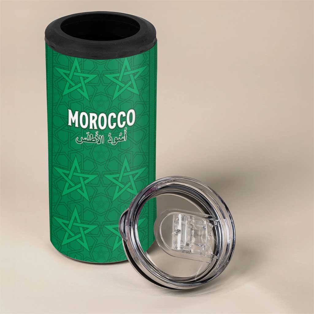 Custom Morocco Football 4 in 1 Can Cooler Tumbler Dima Maghrib