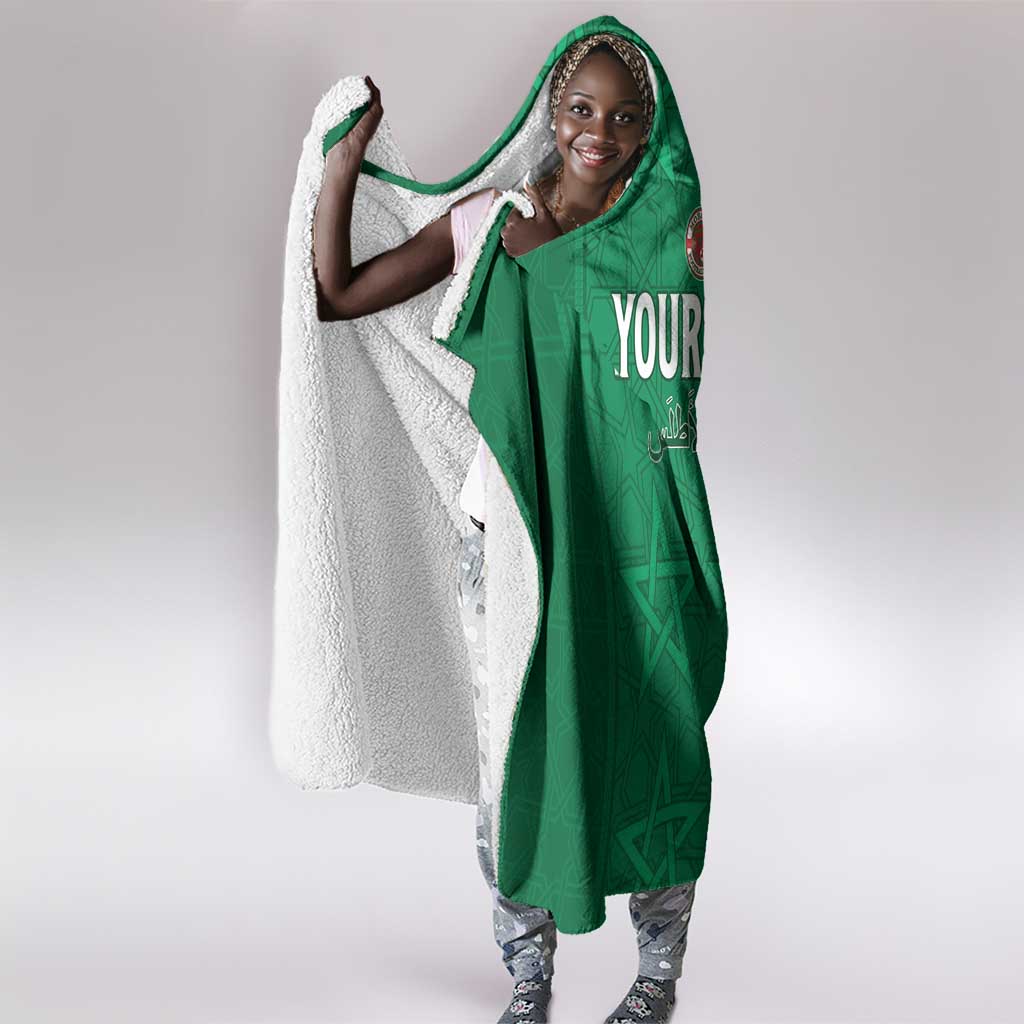 Custom Morocco Football Hooded Blanket Dima Maghrib