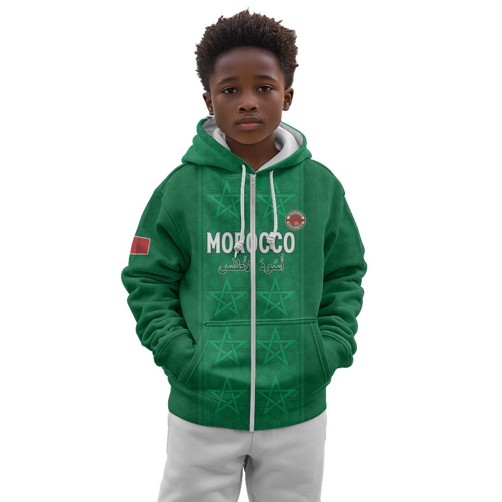 Custom Morocco Football Kid Hoodie Dima Maghrib