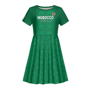 Custom Morocco Football Kid Short Sleeve Dress Dima Maghrib