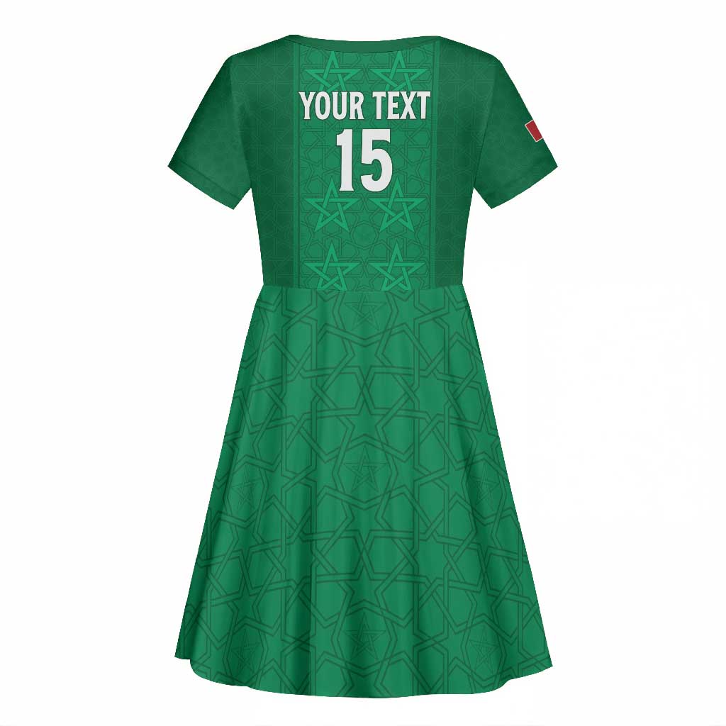 Custom Morocco Football Kid Short Sleeve Dress Dima Maghrib
