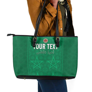 Custom Morocco Football Leather Tote Bag Dima Maghrib