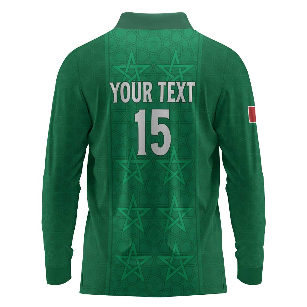 Custom Morocco Football Long Sleeve Polo Shirt Dima Maghrib