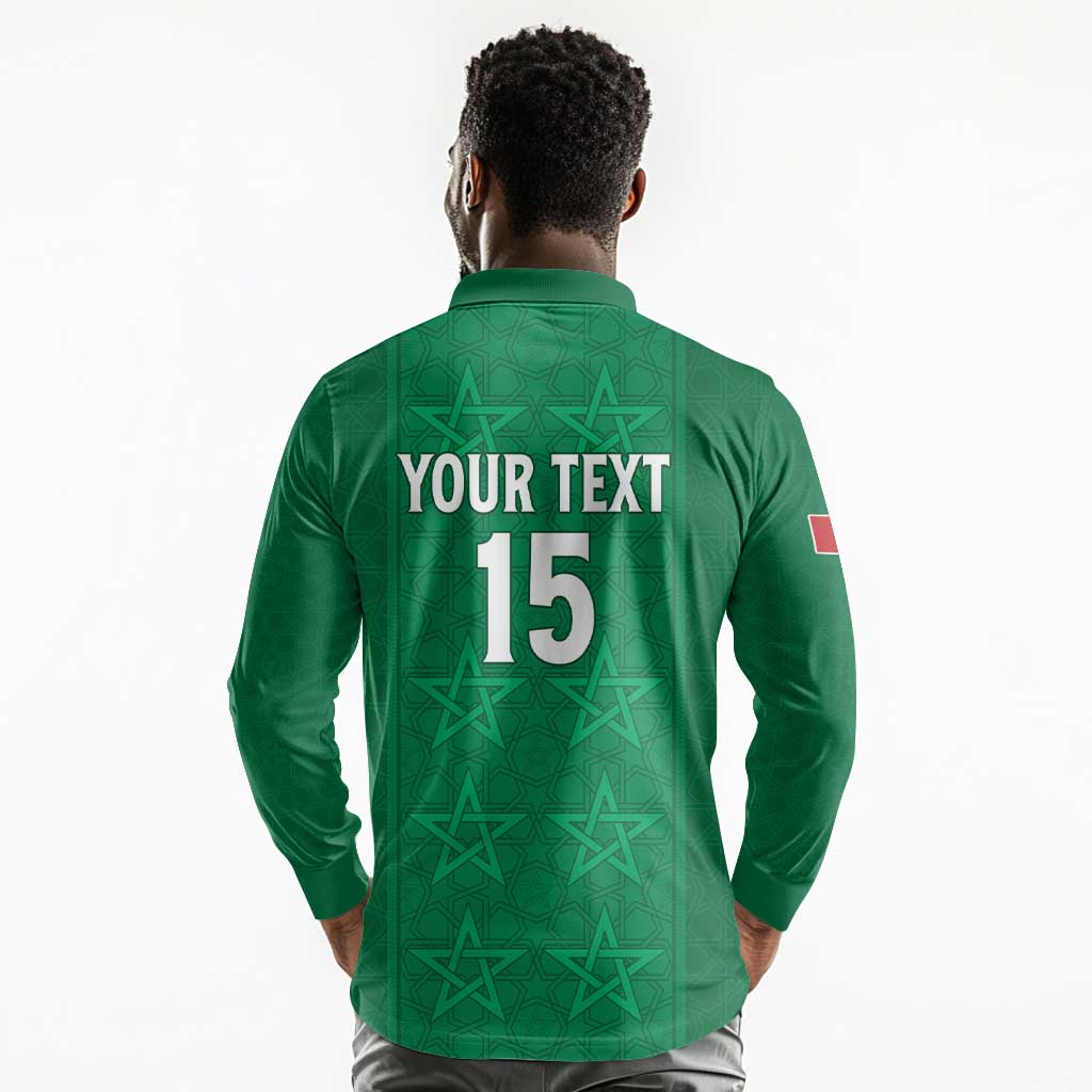 Custom Morocco Football Long Sleeve Polo Shirt Dima Maghrib