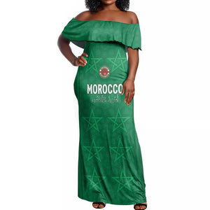 Custom Morocco Football Off Shoulder Maxi Dress Dima Maghrib