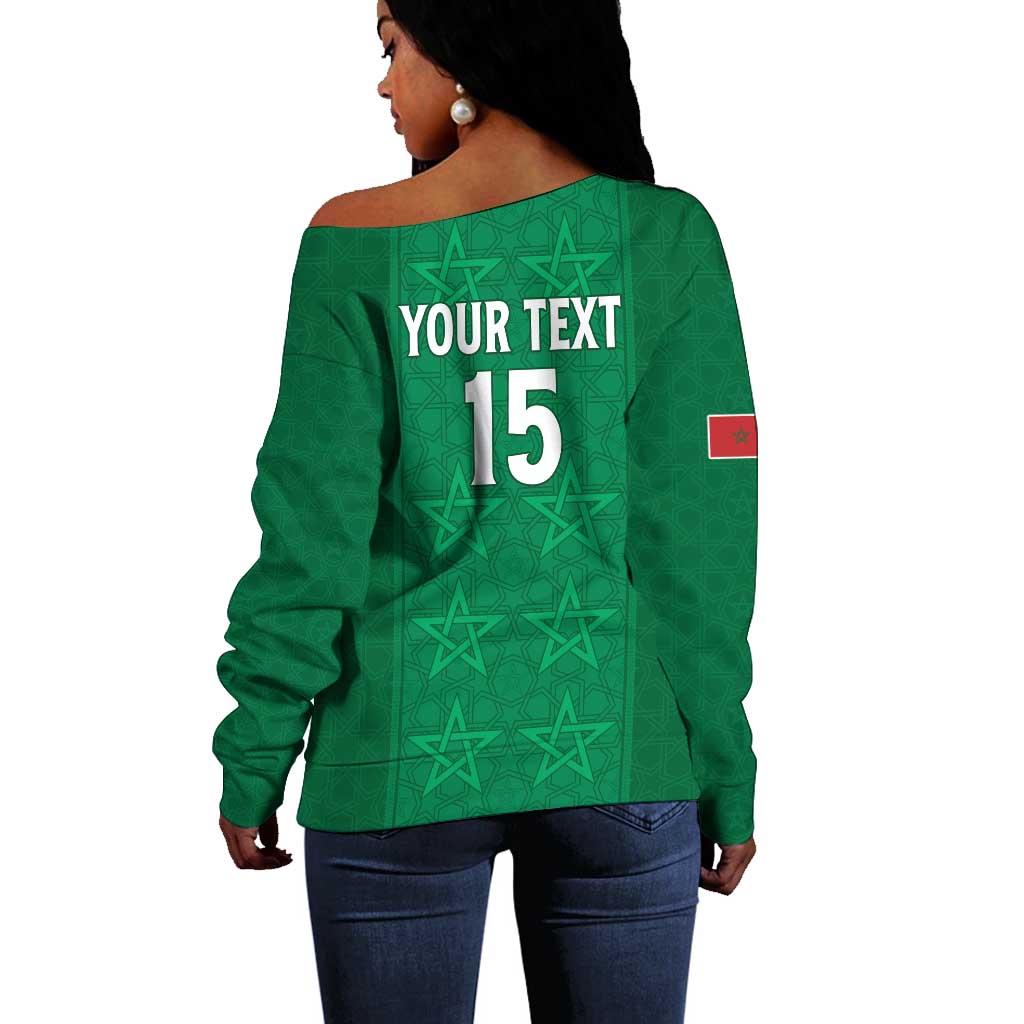 Custom Morocco Football Off Shoulder Sweater Dima Maghrib