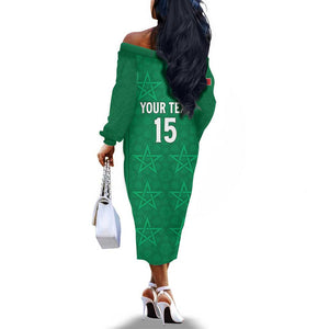 Custom Morocco Football Off The Shoulder Long Sleeve Dress Dima Maghrib