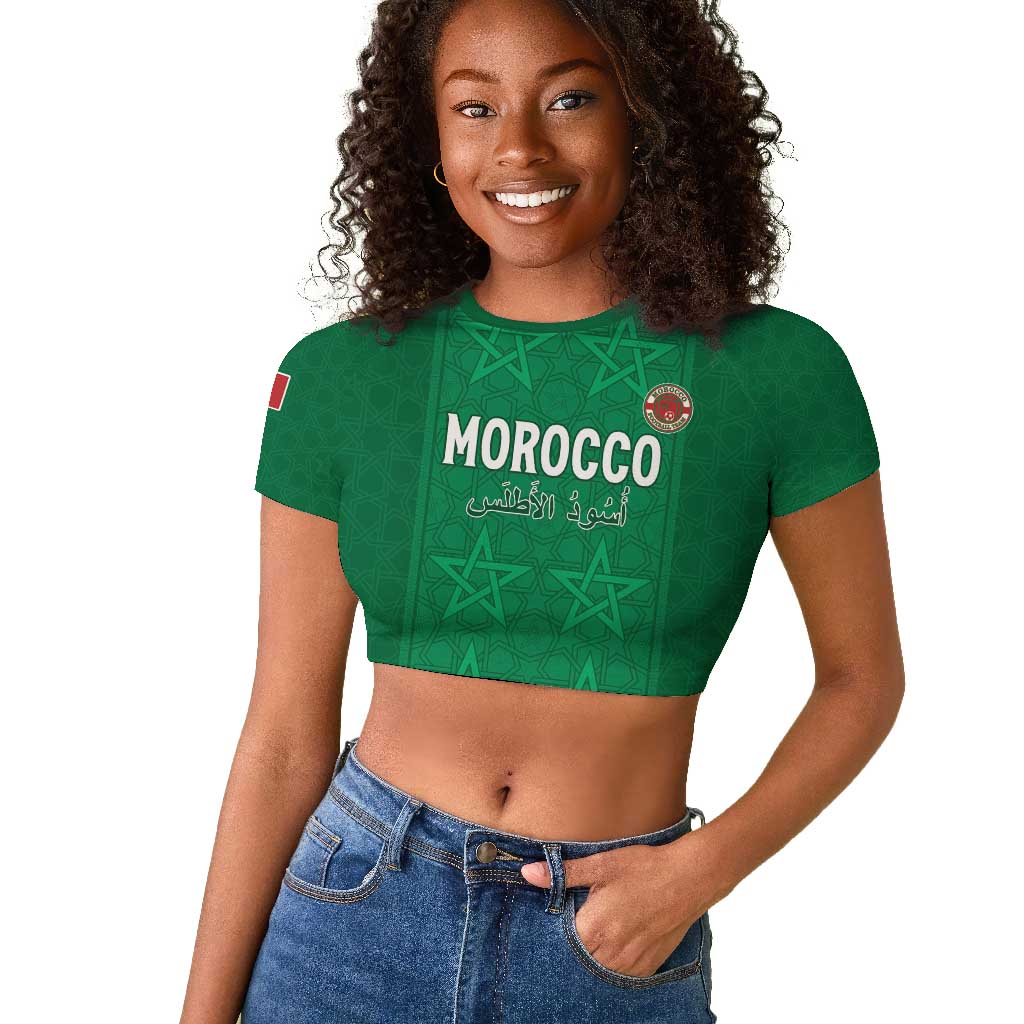 Custom Morocco Football Raglan Cropped T shirt Dima Maghrib