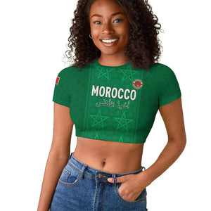Custom Morocco Football Raglan Cropped T shirt Dima Maghrib