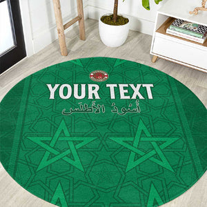 Custom Morocco Football Round Carpet Dima Maghrib