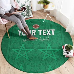 Custom Morocco Football Round Carpet Dima Maghrib