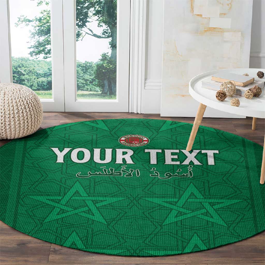 Custom Morocco Football Round Carpet Dima Maghrib
