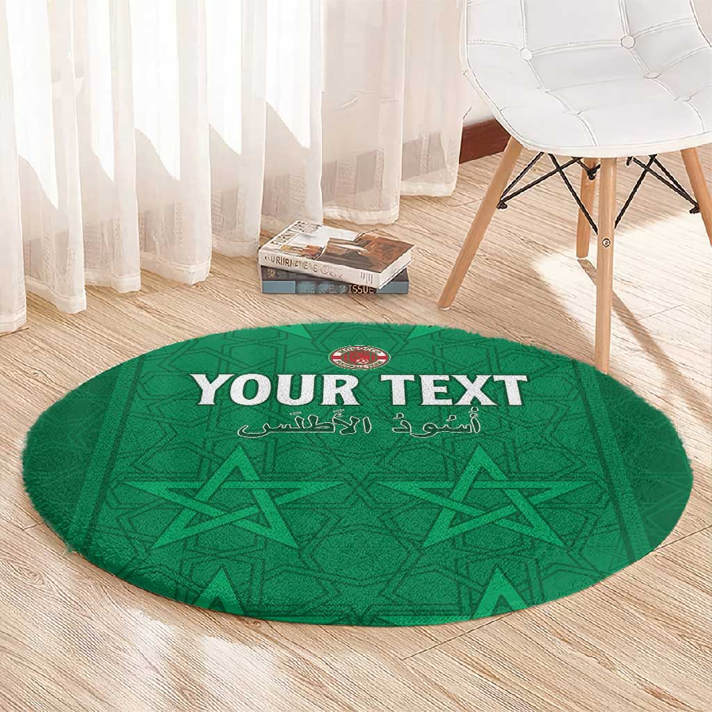 Custom Morocco Football Round Carpet Dima Maghrib