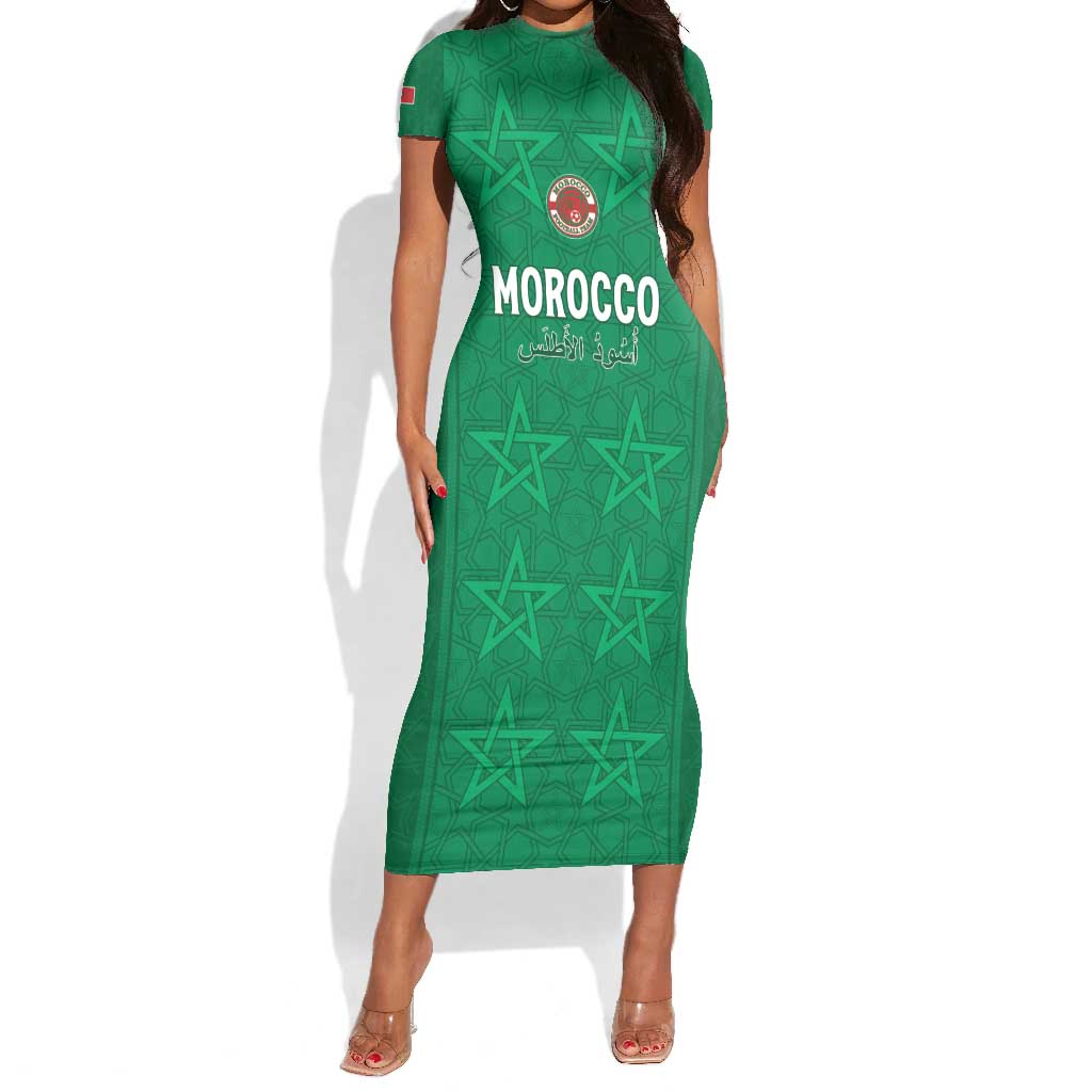 Custom Morocco Football Short Sleeve Bodycon Dress Dima Maghrib LT15