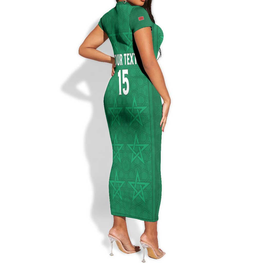 Custom Morocco Football Short Sleeve Bodycon Dress Dima Maghrib LT15