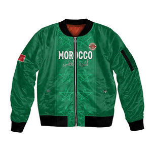 Custom Morocco Football Sleeve Zip Bomber Jacket Dima Maghrib