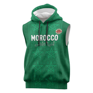 Custom Morocco Football Sleeveless Hoodie Dima Maghrib - African Pride