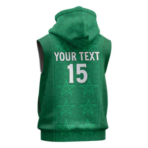 Custom Morocco Football Sleeveless Hoodie Dima Maghrib - African Pride