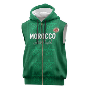 Custom Morocco Football Sleeveless Zip Hoodie Dima Maghrib - African Pride