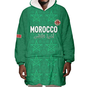 Custom Morocco Football Wearable Blanket Hoodie Dima Maghrib