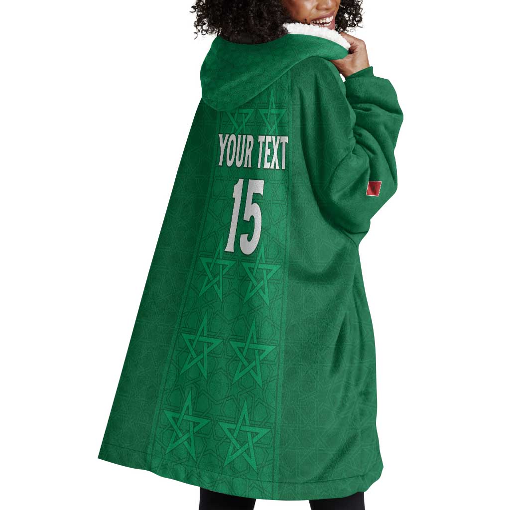 Custom Morocco Football Wearable Blanket Hoodie Dima Maghrib