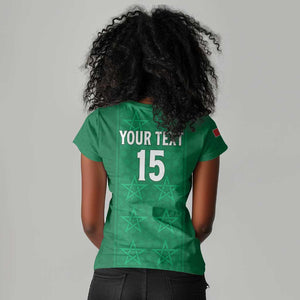 Custom Morocco Football Women V-Neck T-Shirt Dima Maghrib