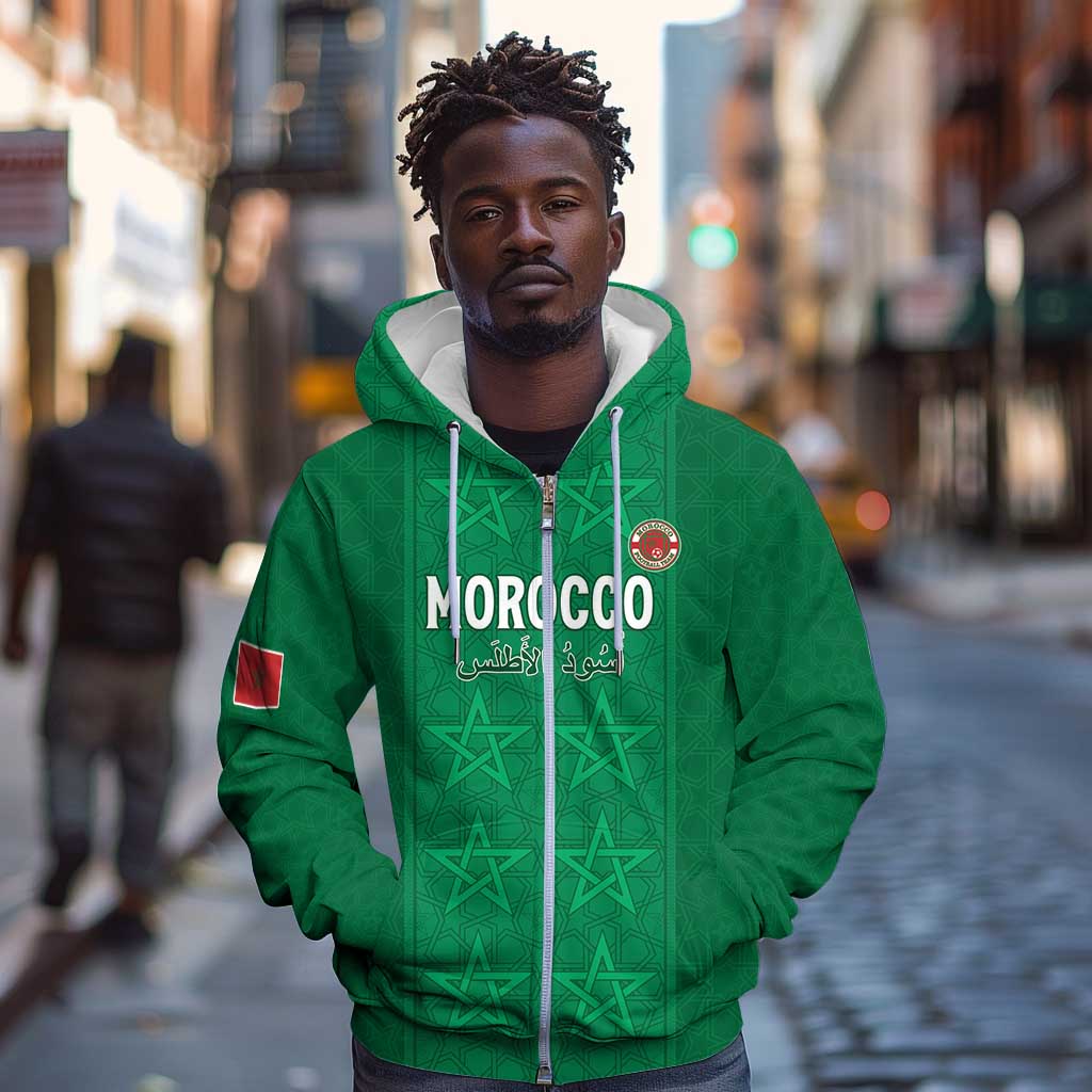 Custom Morocco Football Zip Hoodie Dima Maghrib