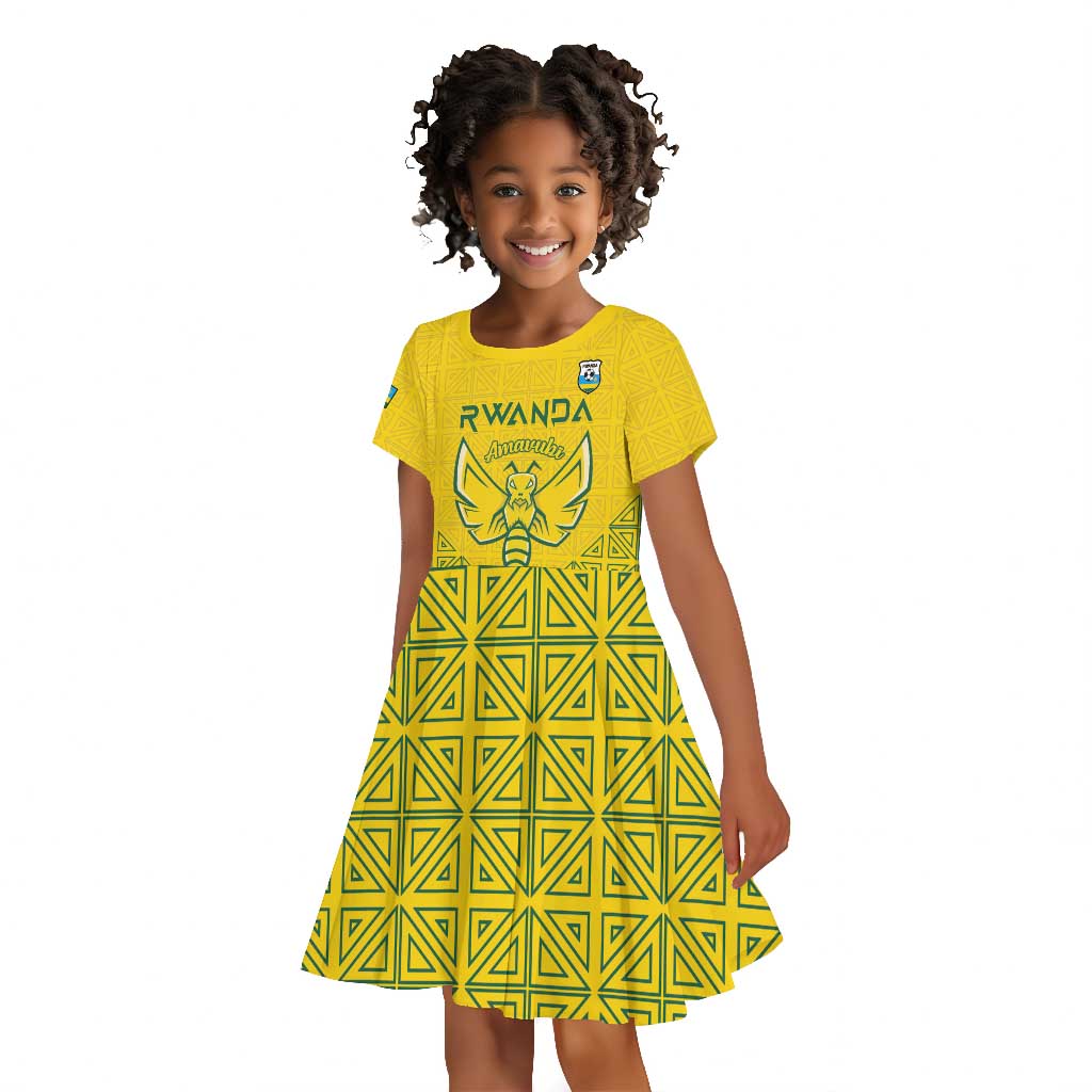 Custom Jamhuri ya Rwanda Football Kid Short Sleeve Dress Go Amavubi Go
